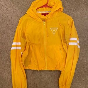 Yellow Bomber Crop Top Gym Jacket | Guess